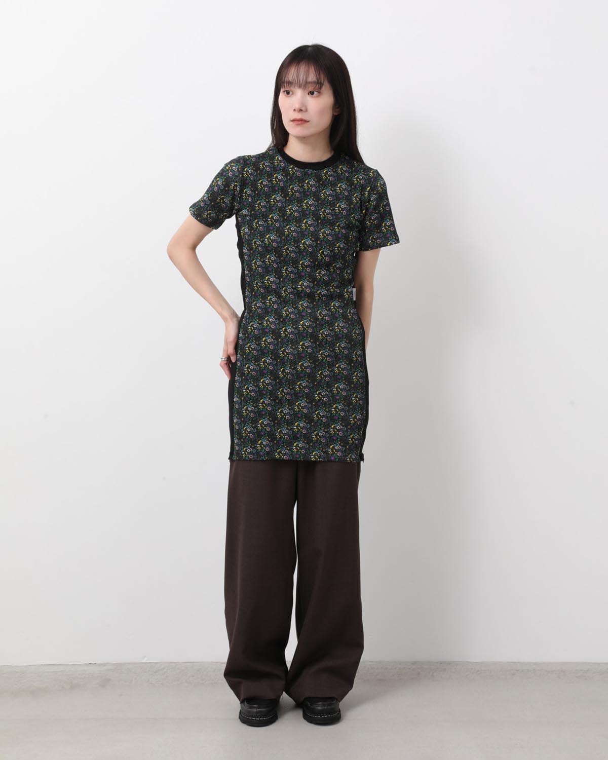 SMALL FLOWER WAFFLE TEE DRESS