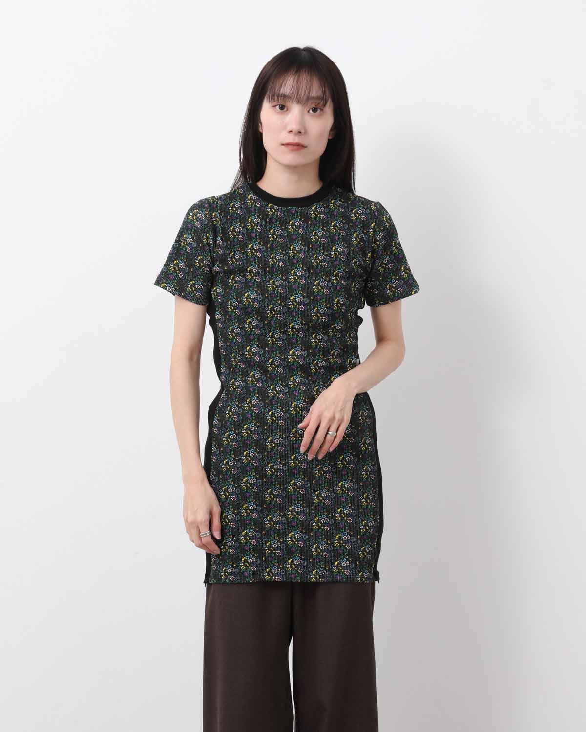 SMALL FLOWER WAFFLE TEE DRESS