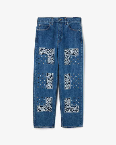 BANDANA EMBROIDERY DENIM PANTS