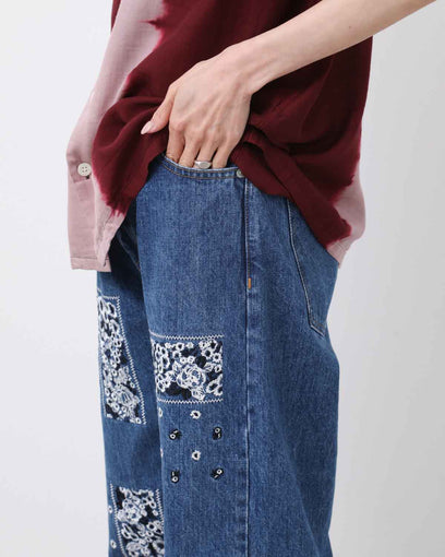 BANDANA EMBROIDERY DENIM PANTS