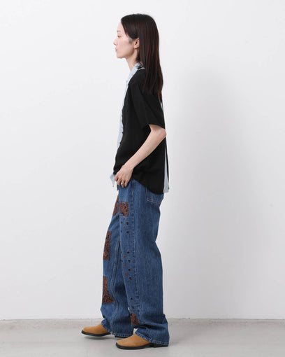 BANDANA EMBROIDERY DENIM PANTS