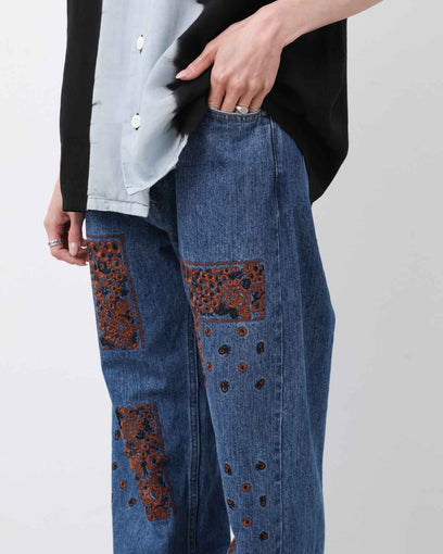 BANDANA EMBROIDERY DENIM PANTS