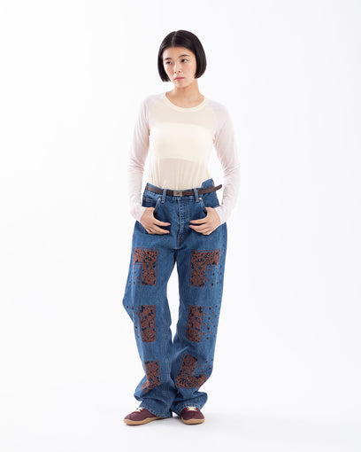 BANDANA EMBROIDERY DENIM PANTS