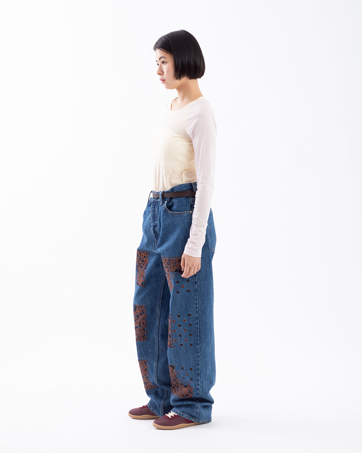 BANDANA EMBROIDERY DENIM PANTS