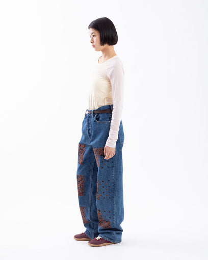 BANDANA EMBROIDERY DENIM PANTS