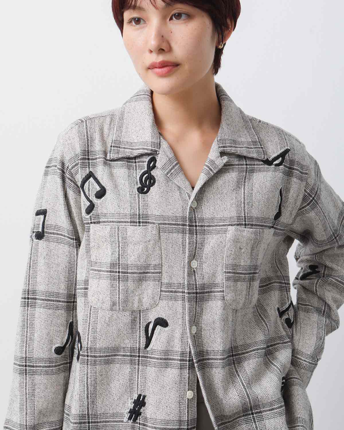 MUSIC HAND EMBROIDERY FLANNEL SHIRT