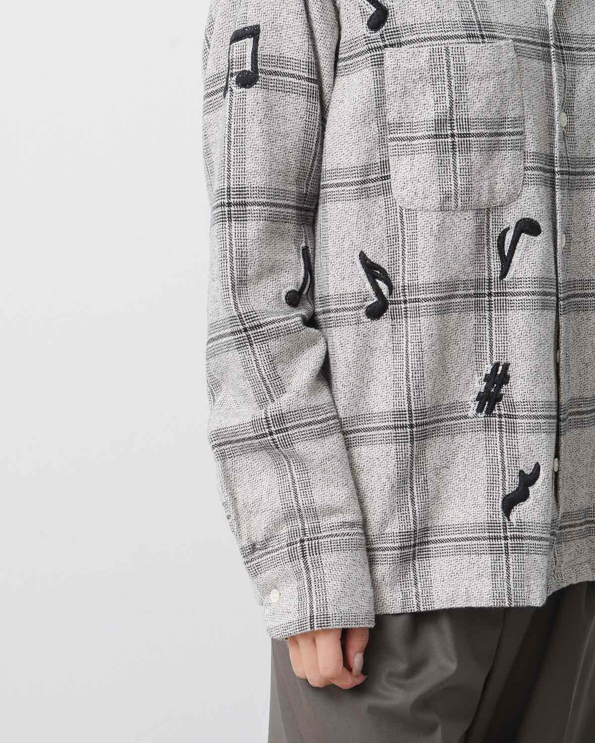 MUSIC HAND EMBROIDERY FLANNEL SHIRT