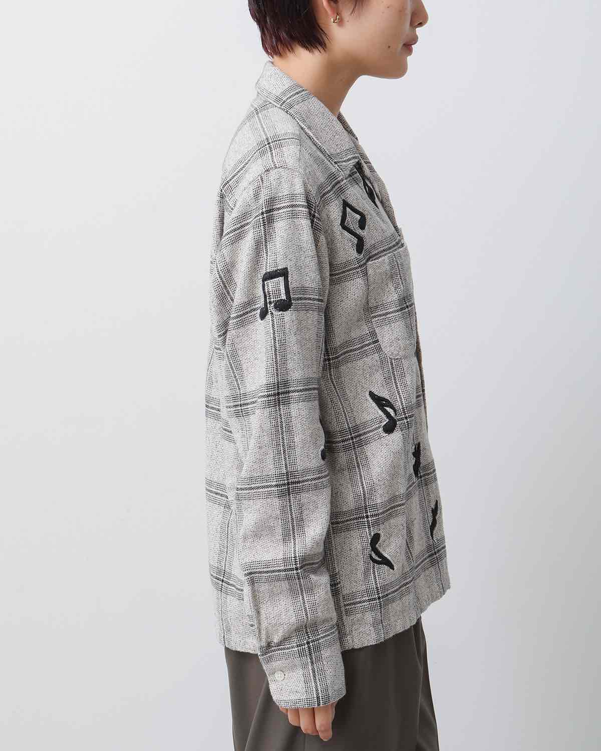 MUSIC HAND EMBROIDERY FLANNEL SHIRT