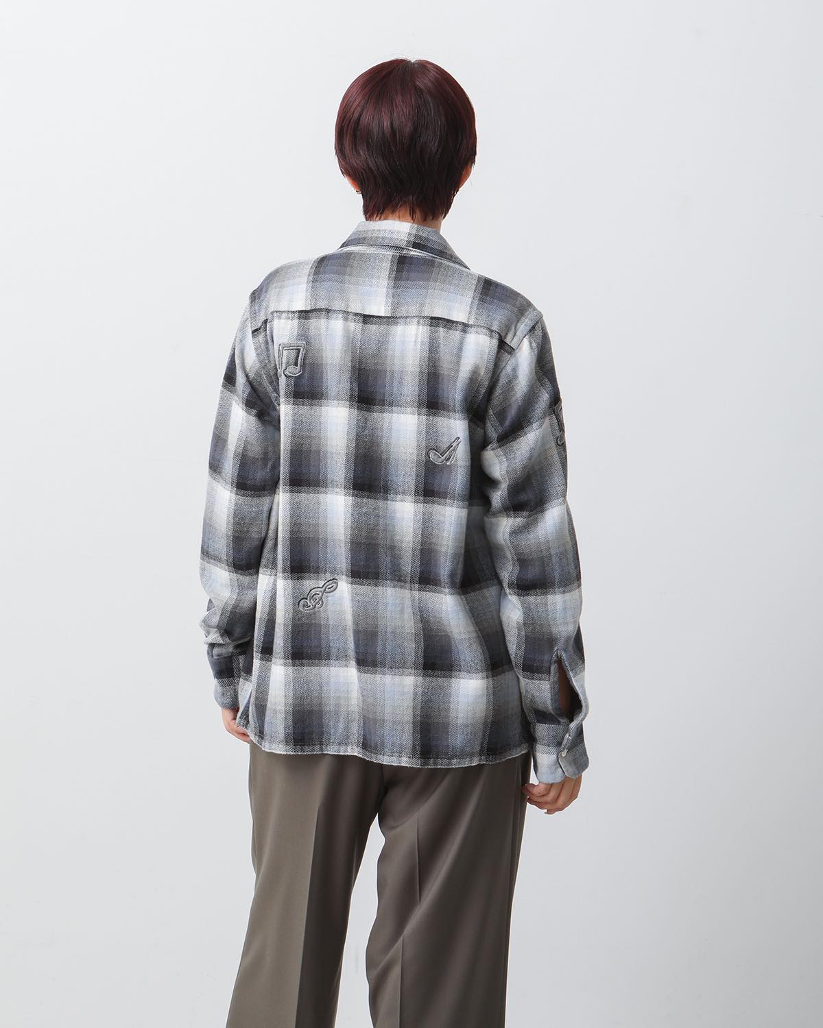 MUSIC HAND EMBROIDERY FLANNEL SHIRT