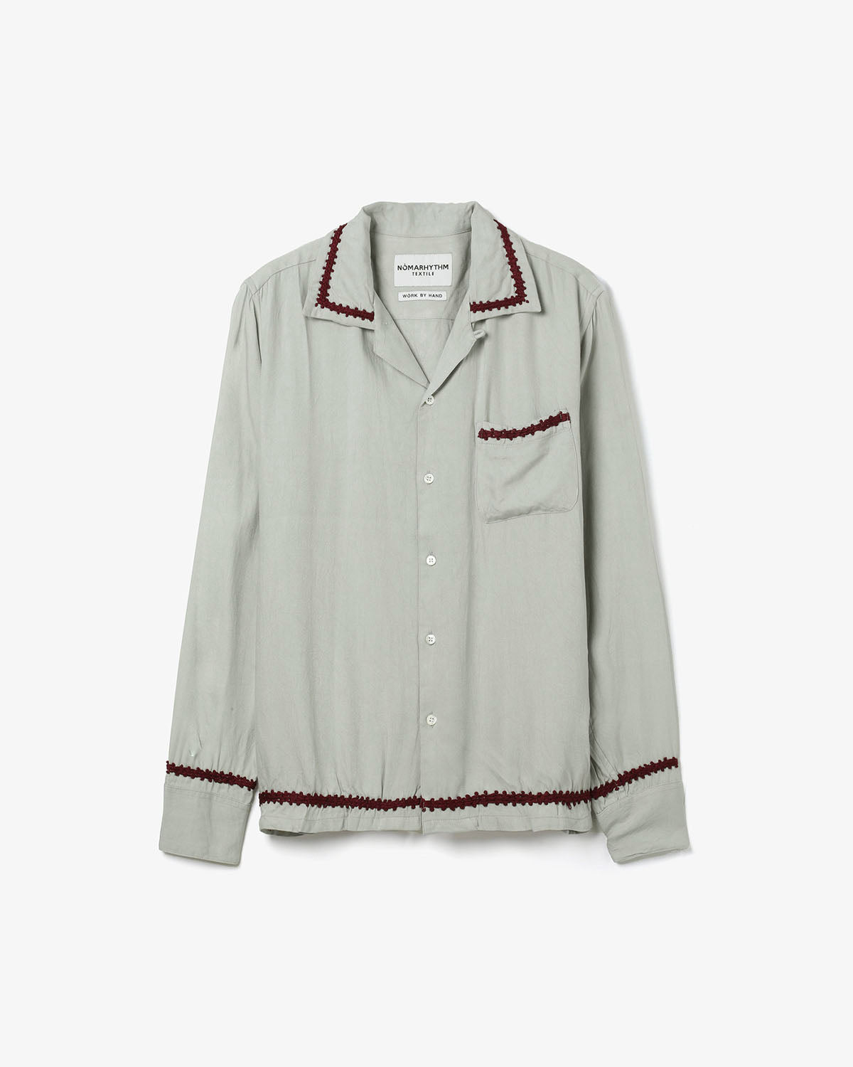 TRIM EMBROIDERY OPEN COLLAR SHIRT