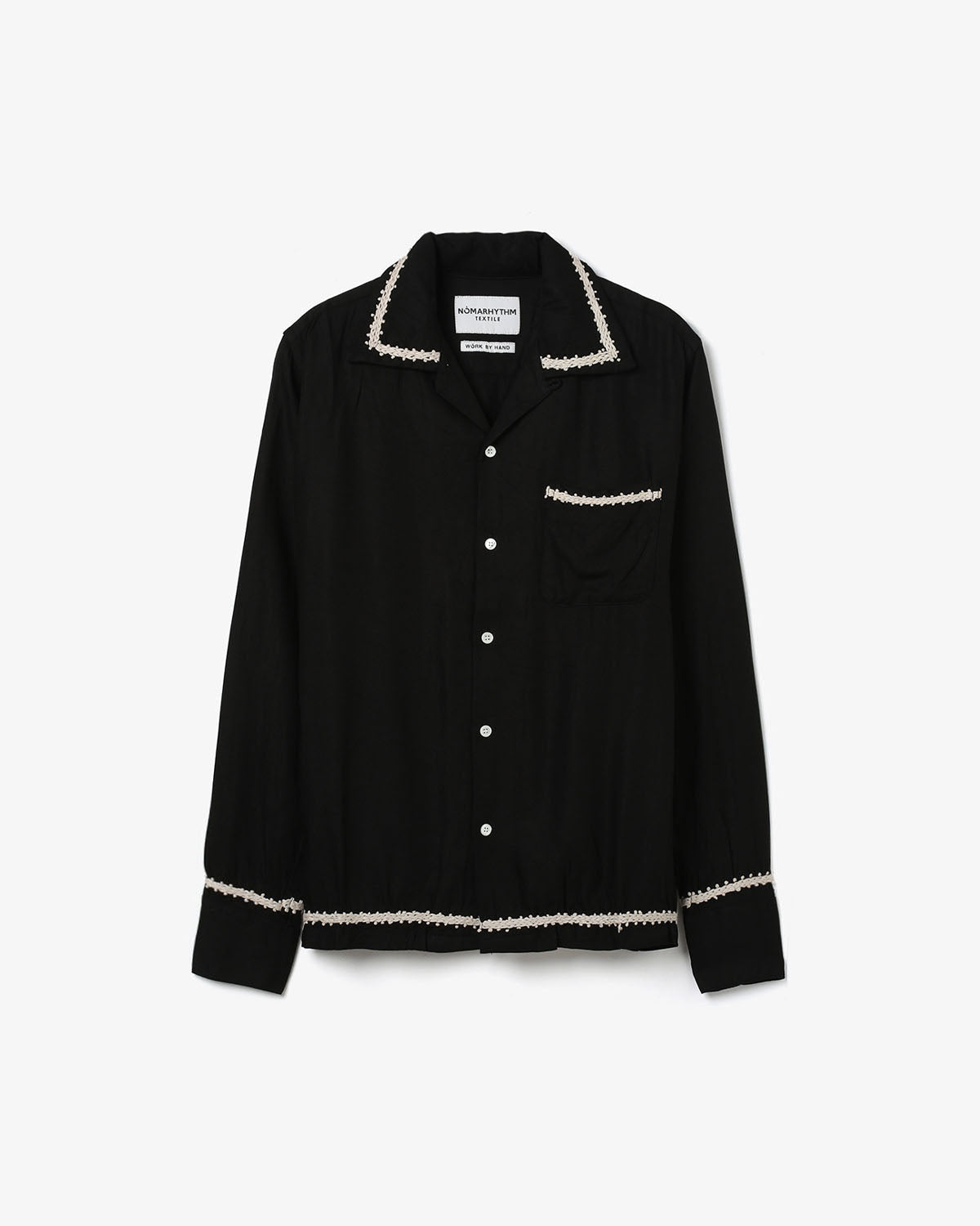 TRIM EMBROIDERY OPEN COLLAR SHIRT