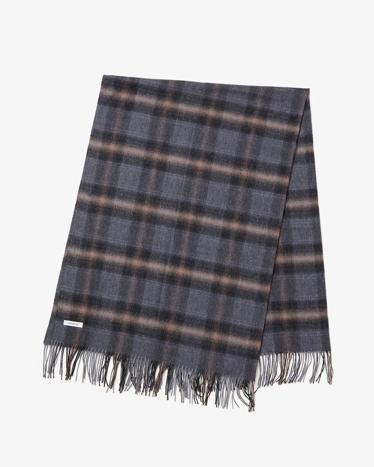 WANDERER STOLE WOOL YARN OMBRE CHECK