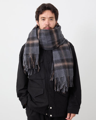 WANDERER STOLE WOOL YARN OMBRE CHECK