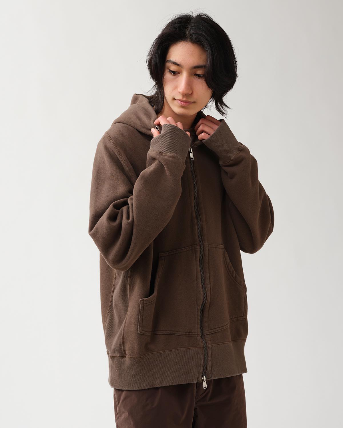 DWELLER FULL ZIP HOODY COTTON SWEAT