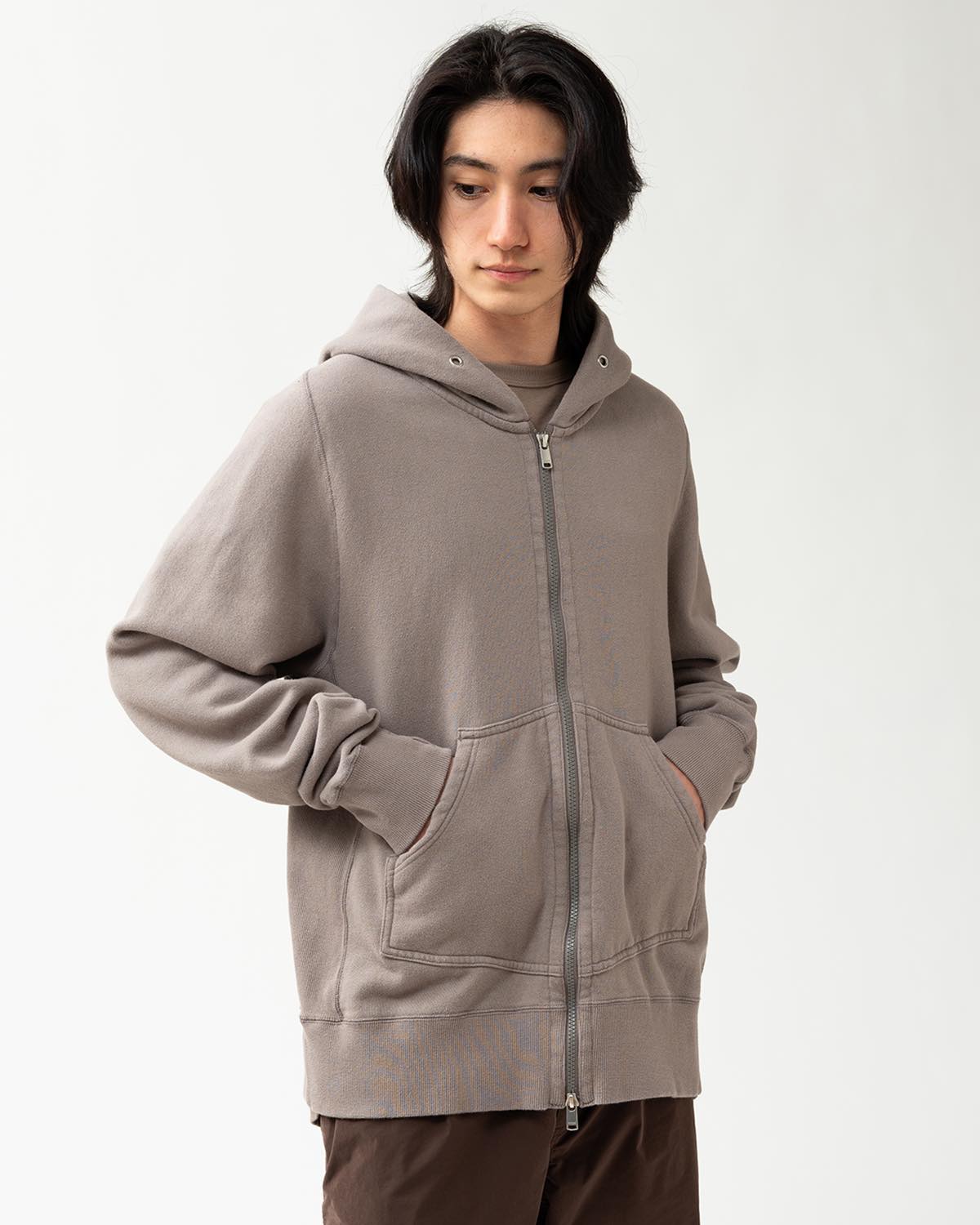 DWELLER FULL ZIP HOODY COTTON SWEAT