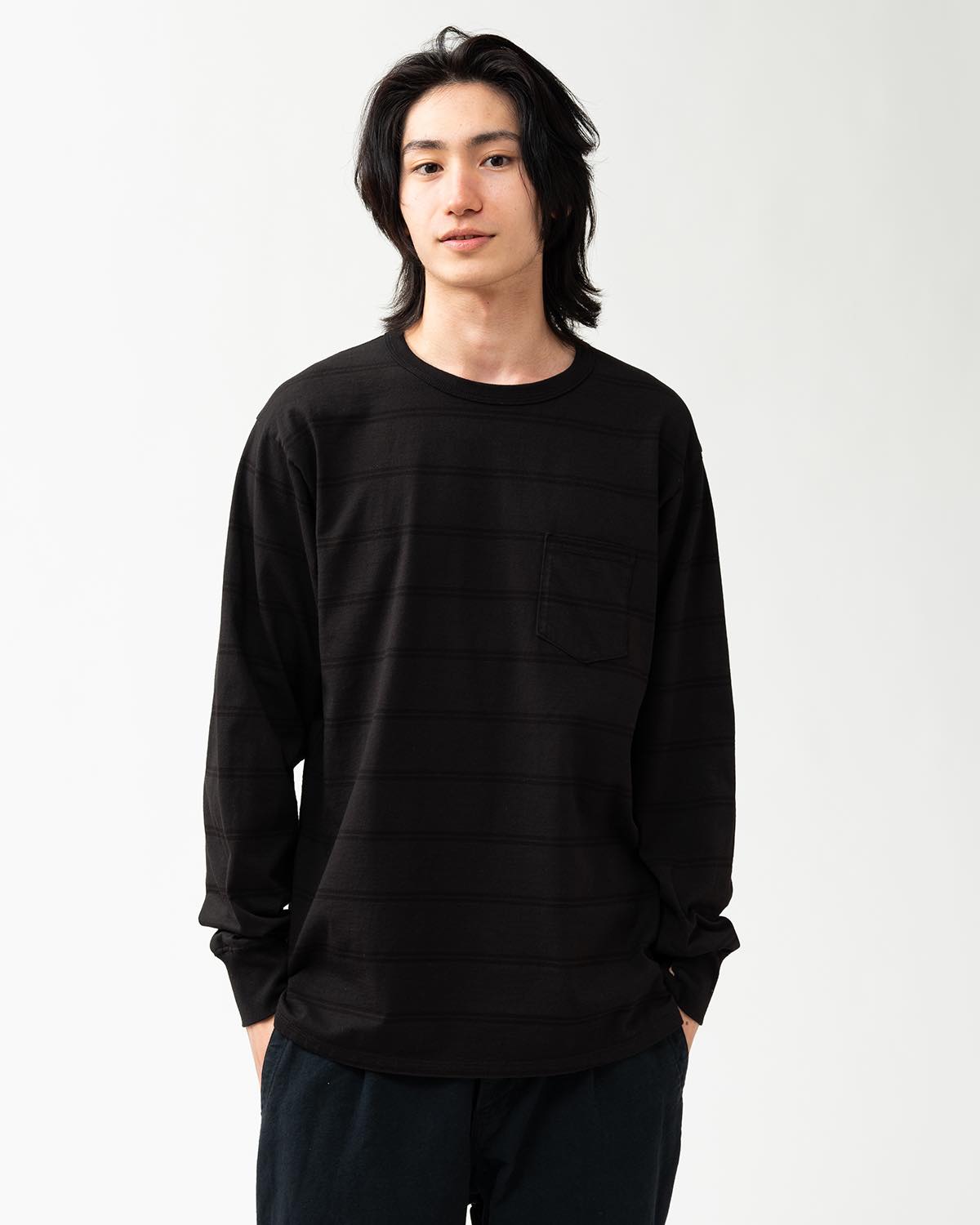 DWELLER L/S TEE COTTON JERSEY BORDER