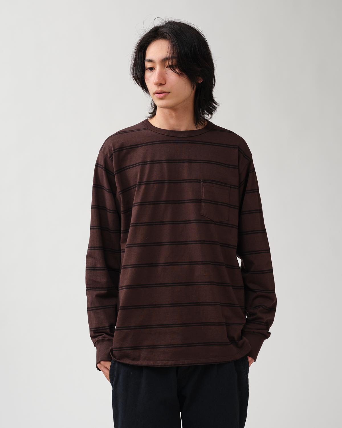 DWELLER L/S TEE COTTON JERSEY BORDER