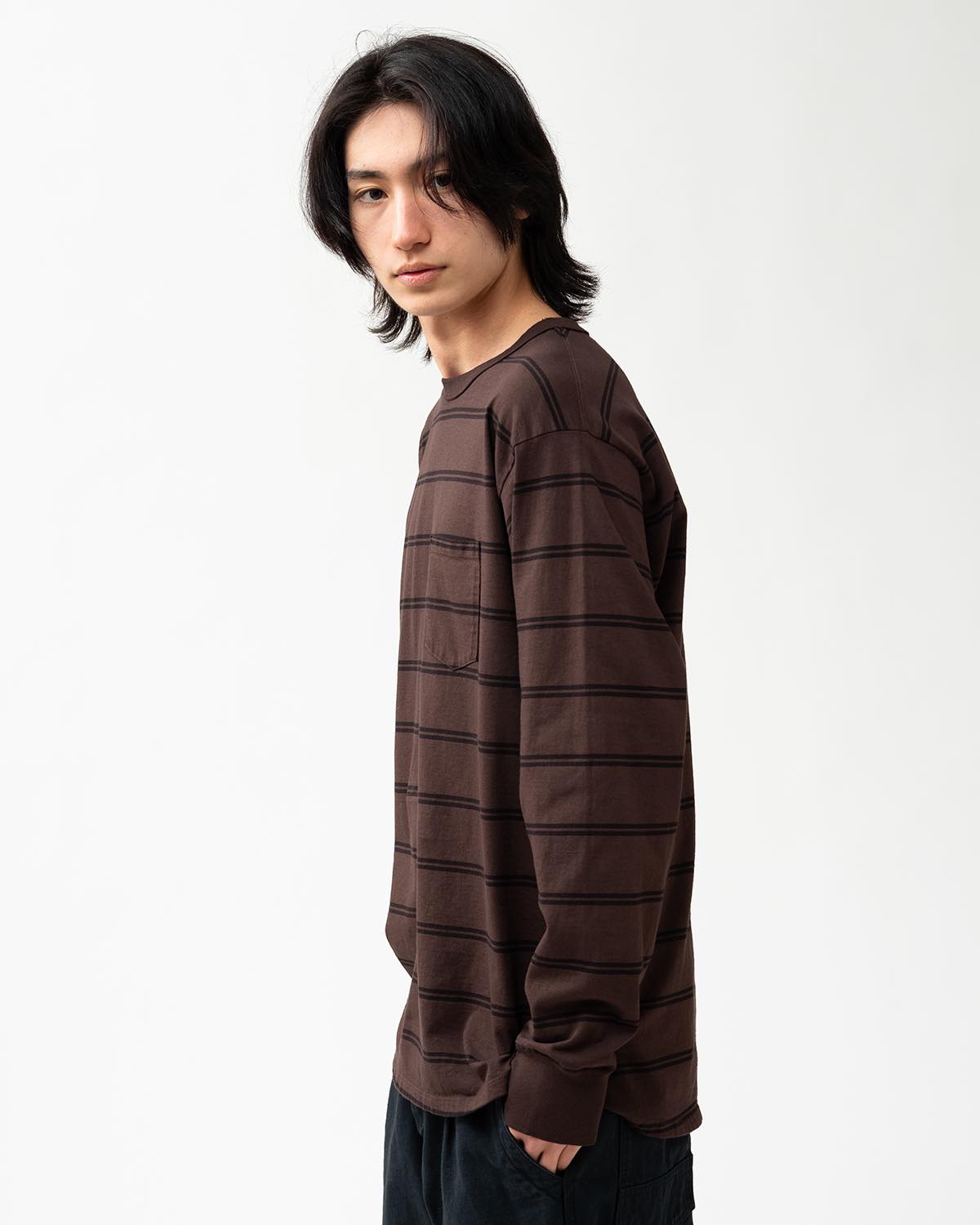 DWELLER L/S TEE COTTON JERSEY BORDER