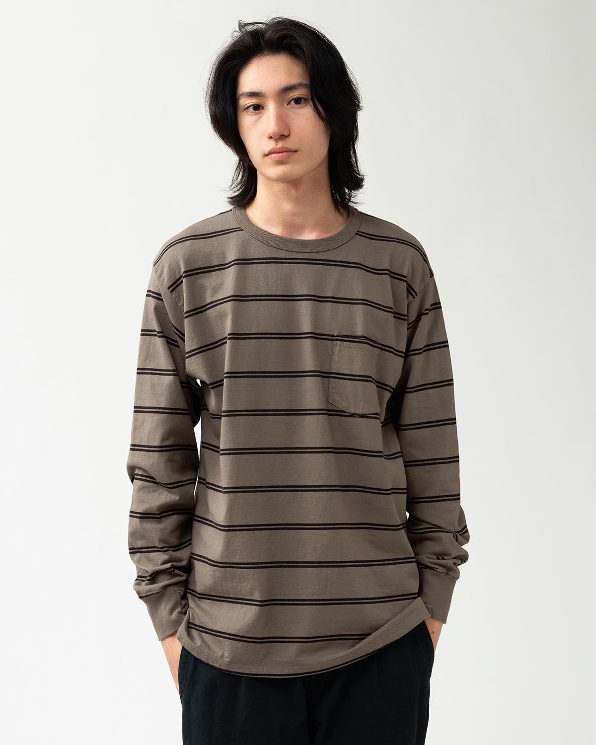 DWELLER L/S TEE COTTON JERSEY BORDER