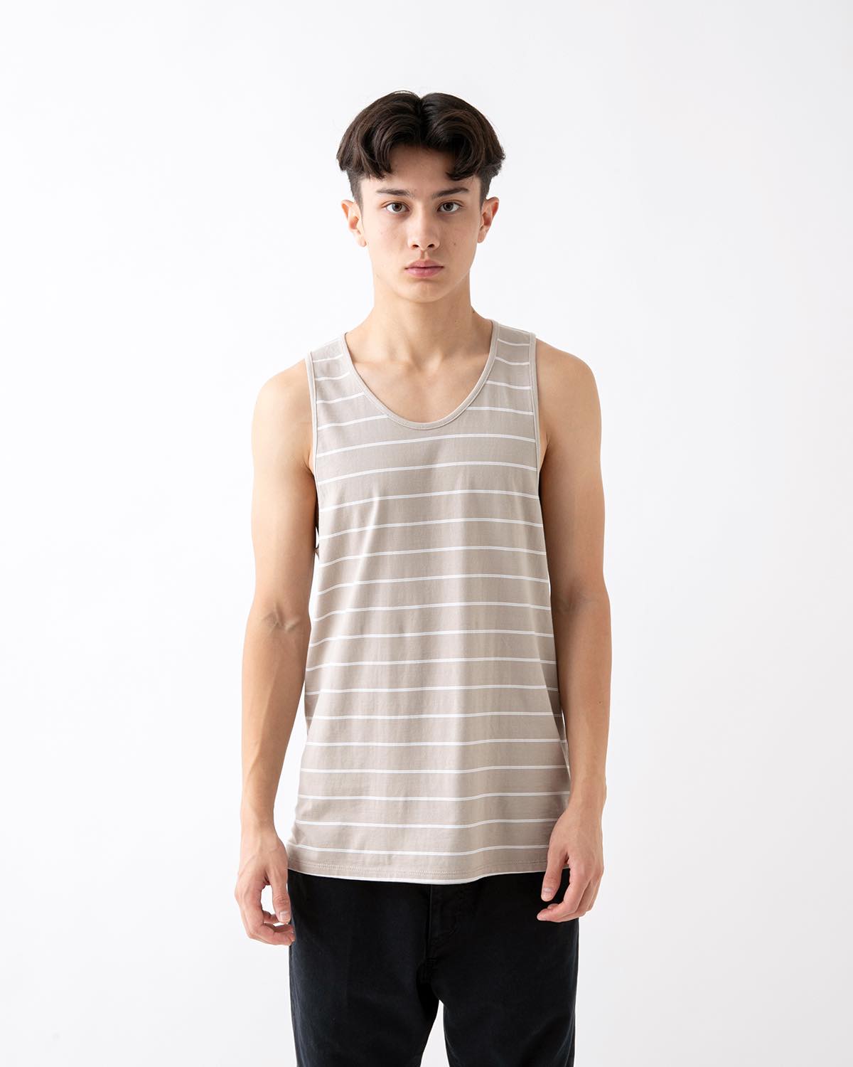 DWELLER TANK TOP BORDER COTTON JERSEY