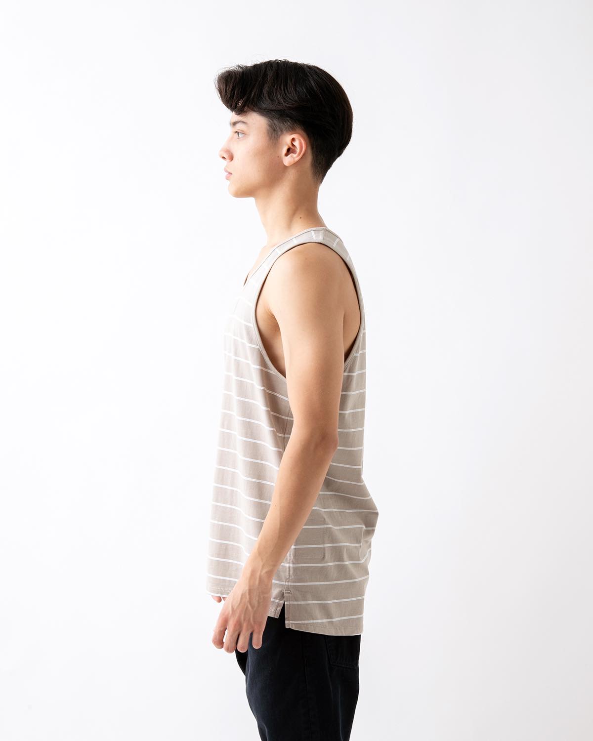 DWELLER TANK TOP BORDER COTTON JERSEY