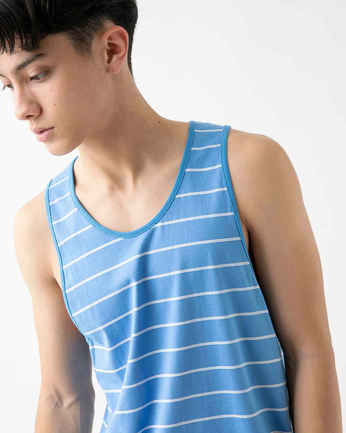 DWELLER TANK TOP BORDER COTTON JERSEY