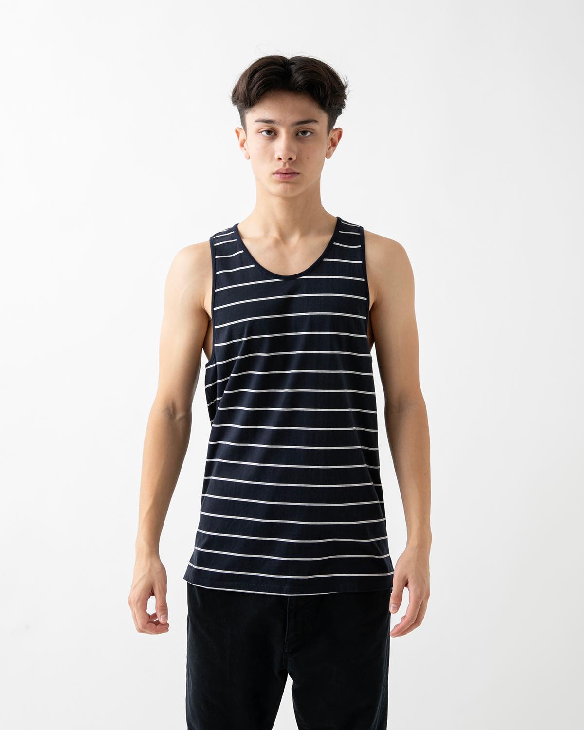 DWELLER TANK TOP BORDER COTTON JERSEY