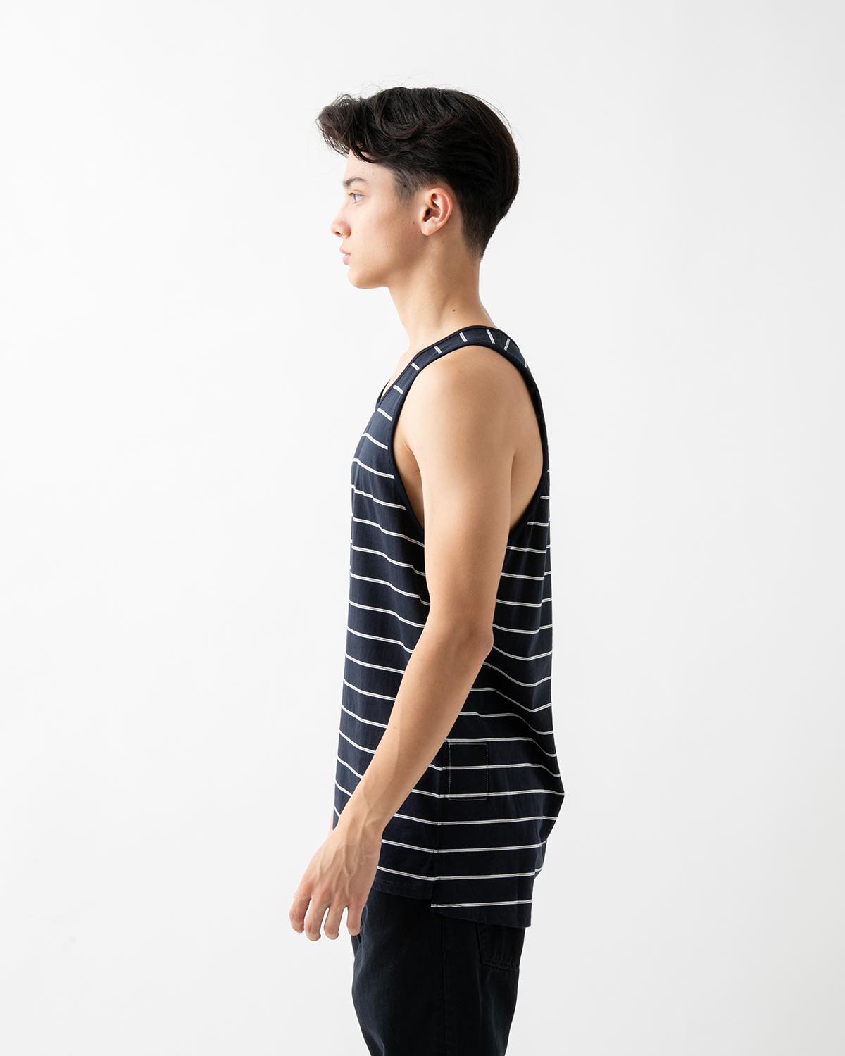 DWELLER TANK TOP BORDER COTTON JERSEY