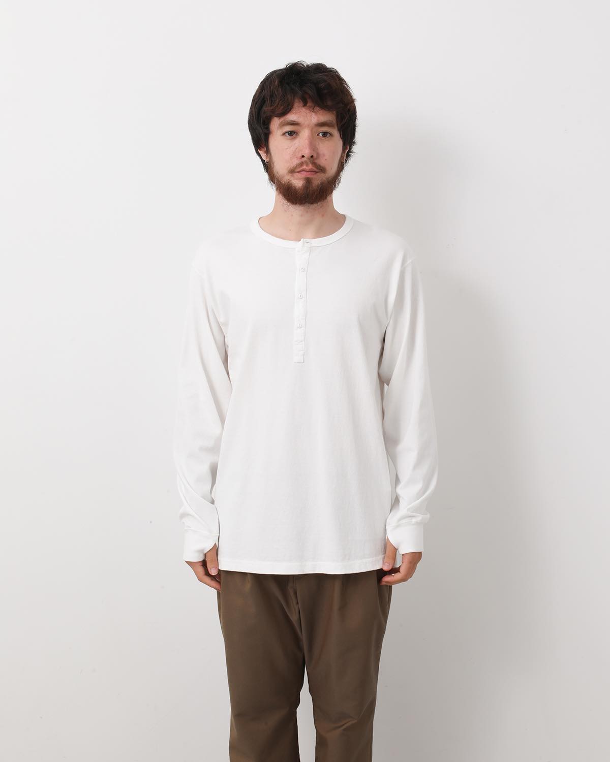 DWELLER L/S HENRY NECK TEE COTTON JERSEY