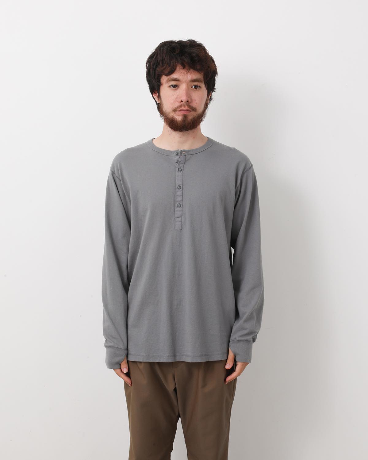 DWELLER L/S HENRY NECK TEE COTTON JERSEY