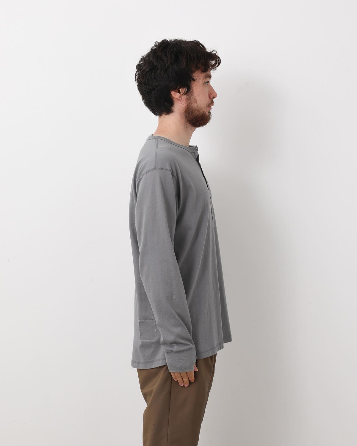DWELLER L/S HENRY NECK TEE COTTON JERSEY
