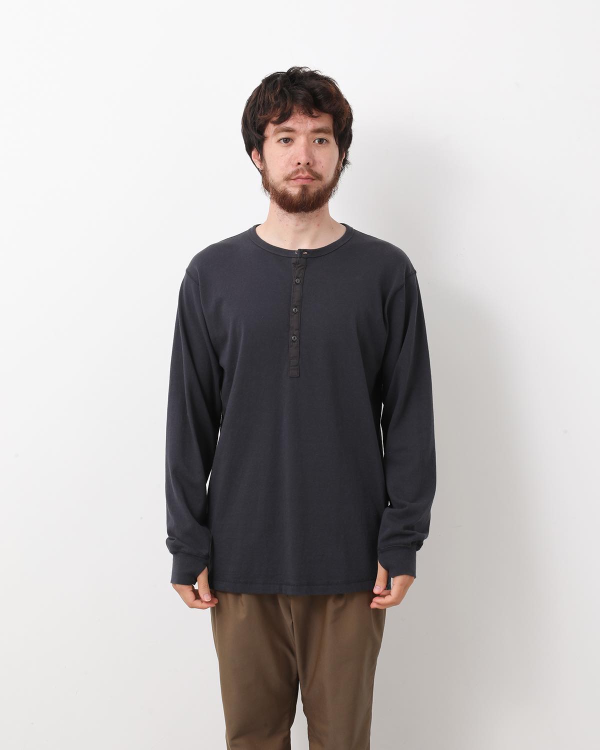 DWELLER L/S HENRY NECK TEE COTTON JERSEY