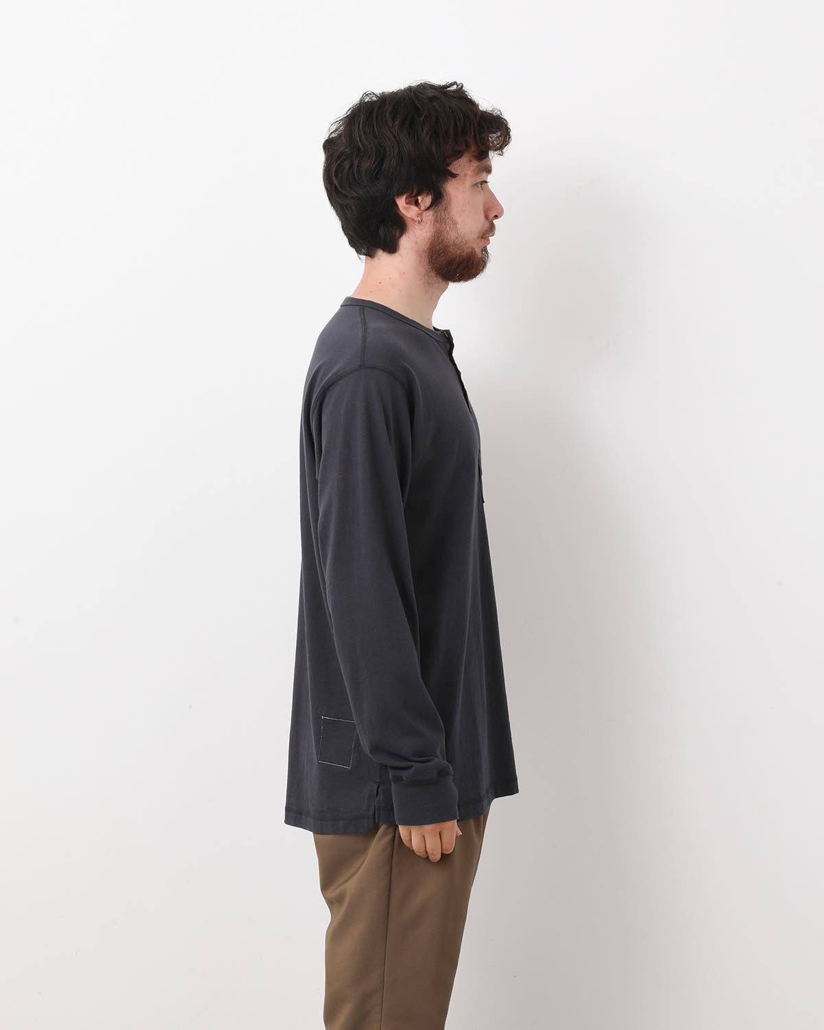 DWELLER L/S HENRY NECK TEE COTTON JERSEY