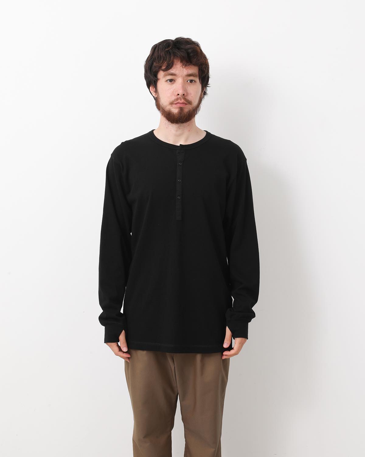 DWELLER L/S HENRY NECK TEE COTTON JERSEY