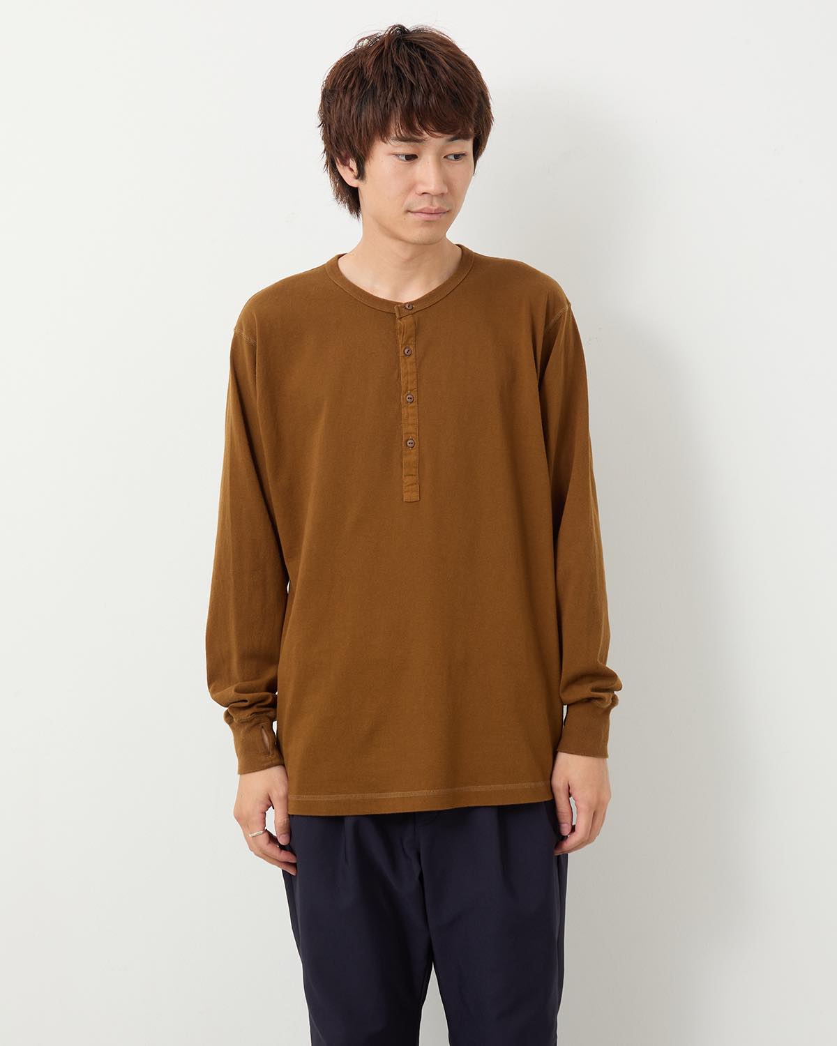 DWELLER L/S HENRY NECK TEE COTTON JERSEY