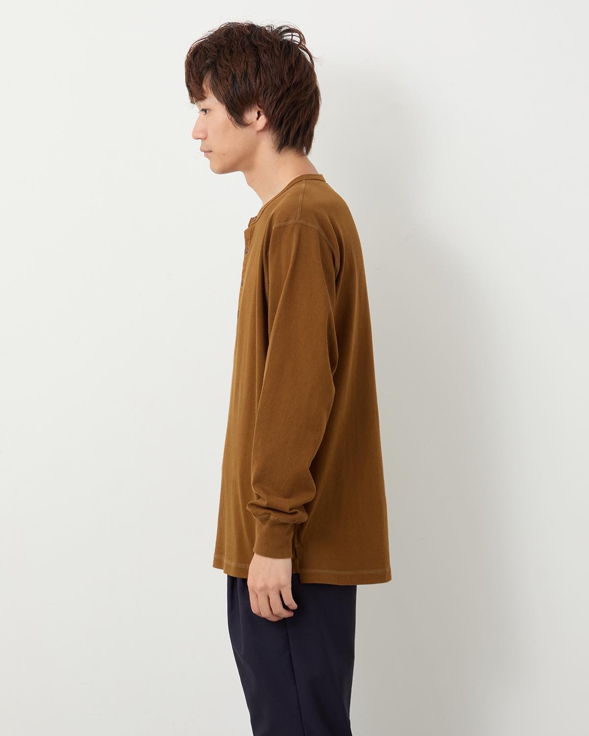 DWELLER L/S HENRY NECK TEE COTTON JERSEY