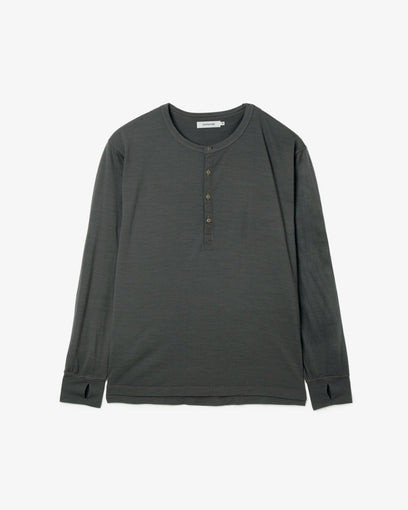 DWELLER L/S HENRY NECK TEE MERINO WOOL OVERDYED