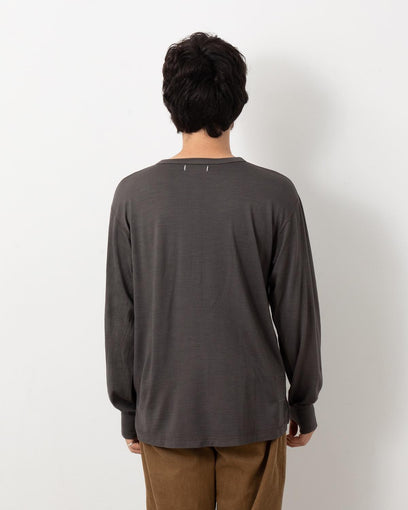 DWELLER L/S HENRY NECK TEE MERINO WOOL OVERDYED