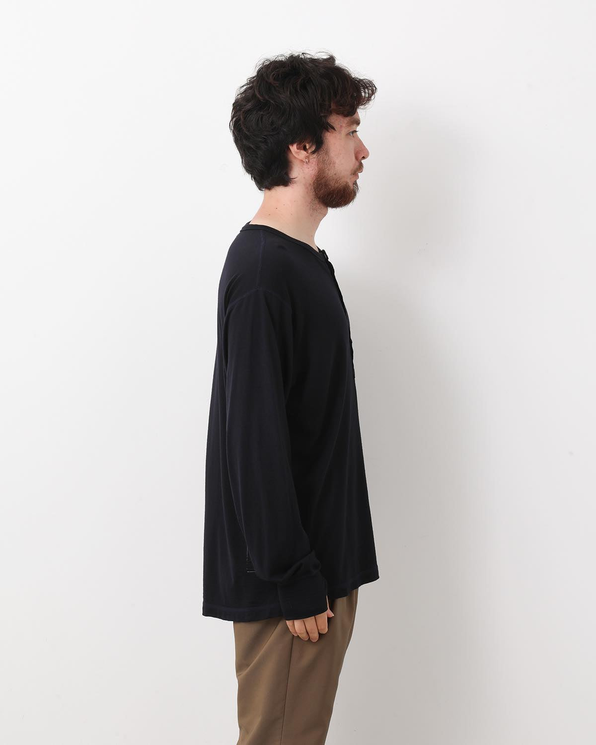 DWELLER L/S HENRY NECK TEE MERINO WOOL OVERDYED