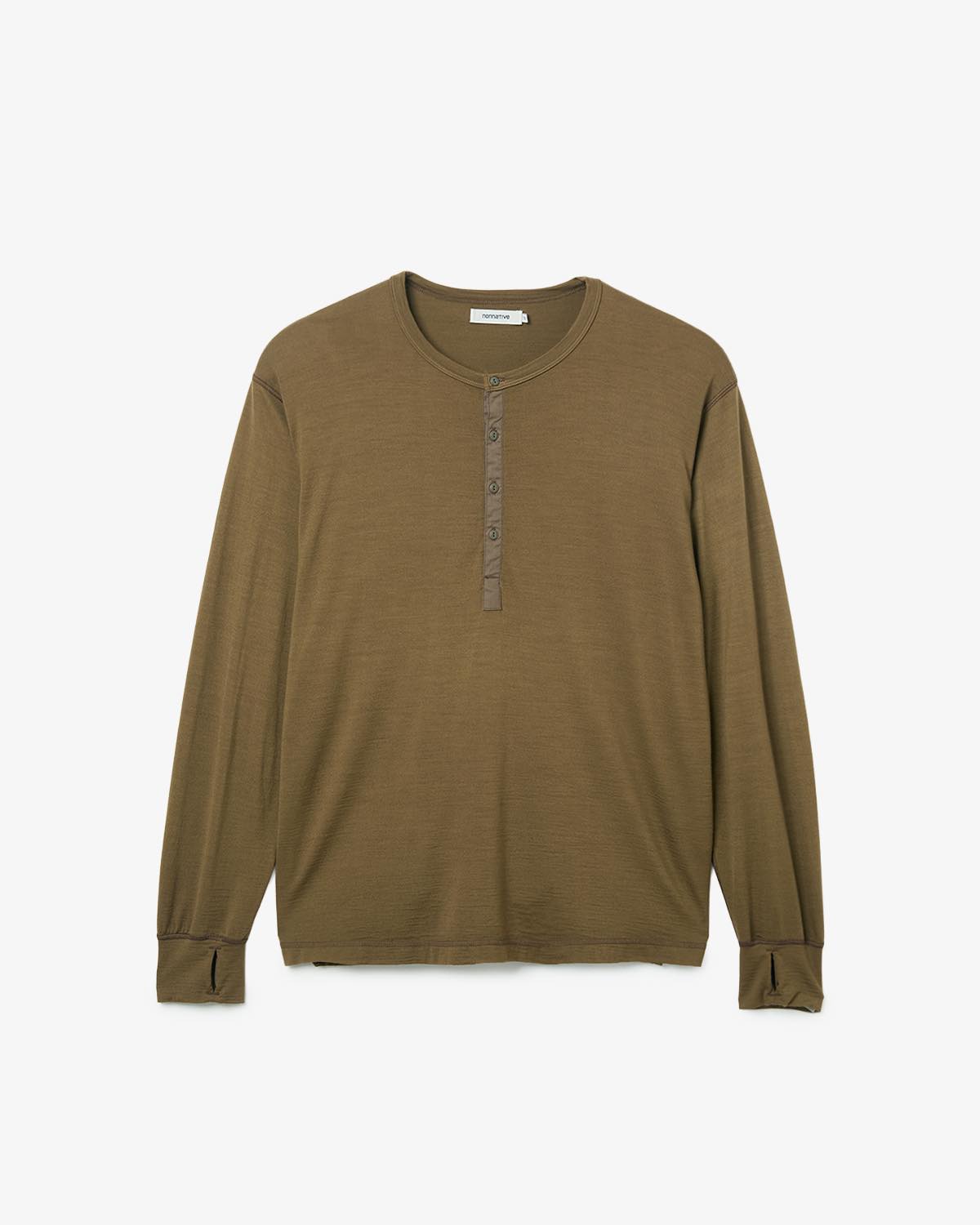 DWELLER L/S HENRY NECK TEE MERINO WOOL OVERDYED