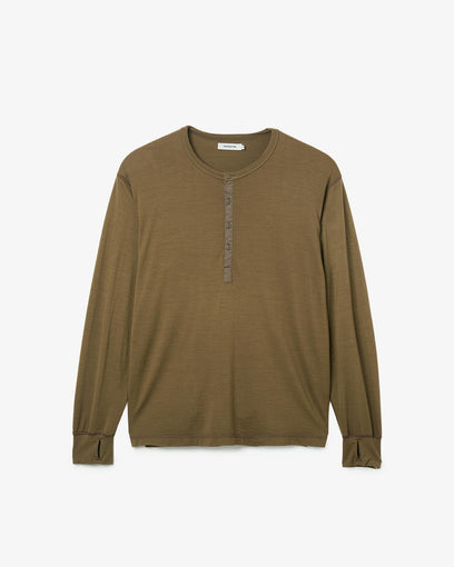 DWELLER L/S HENRY NECK TEE MERINO WOOL OVERDYED