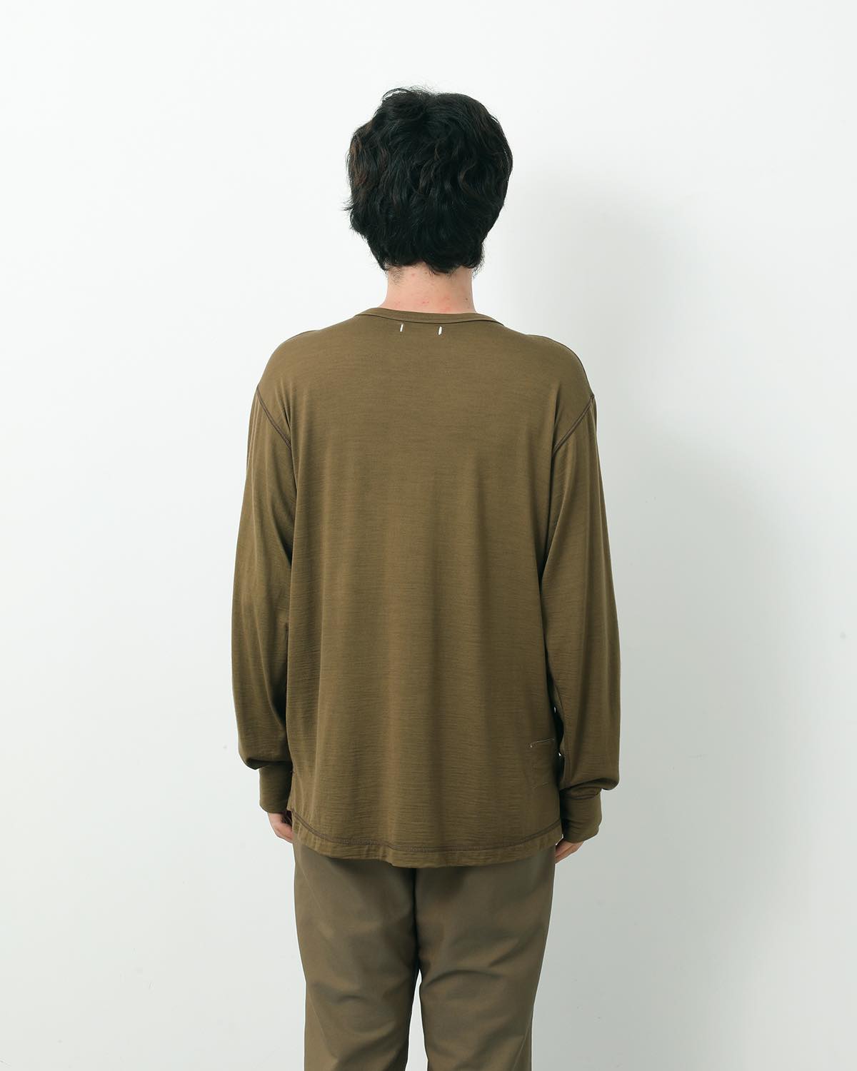 DWELLER L/S HENRY NECK TEE MERINO WOOL OVERDYED