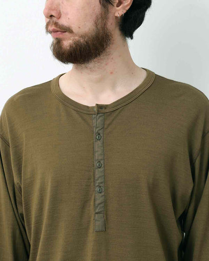 DWELLER L/S HENRY NECK TEE MERINO WOOL OVERDYED