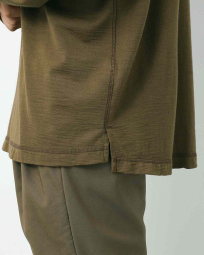 DWELLER L/S HENRY NECK TEE MERINO WOOL OVERDYED