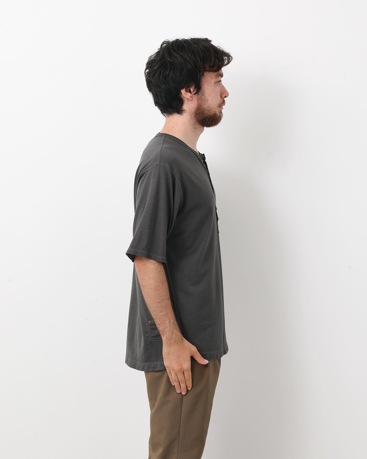 DWELLER S/S HENRY NECK TEE MERINO WOOL OVERDYED