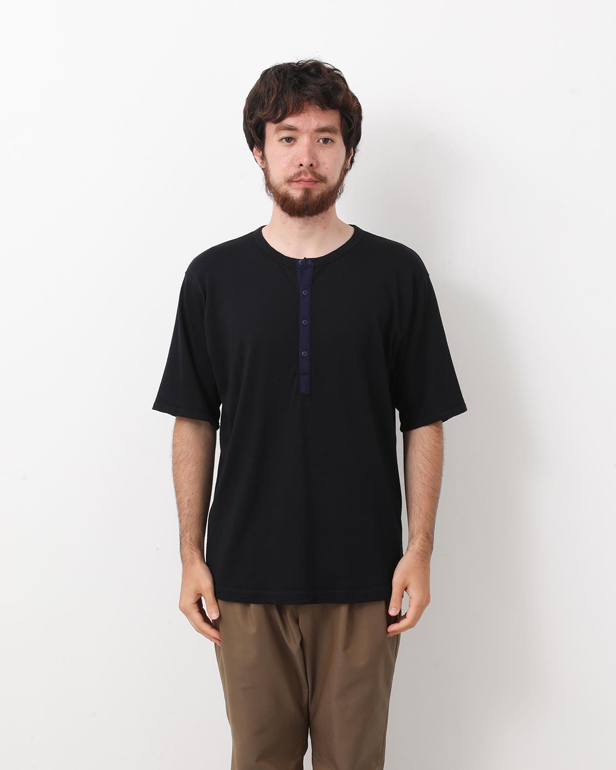 DWELLER S/S HENRY NECK TEE MERINO WOOL OVERDYED