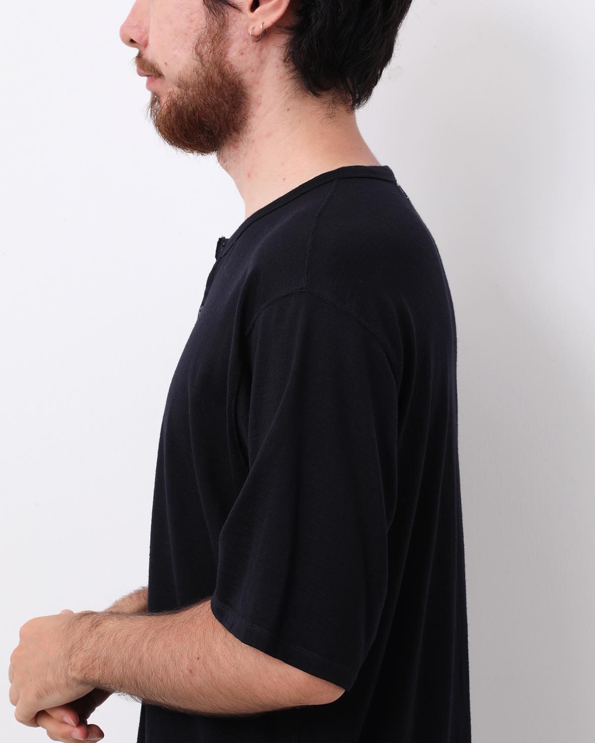 DWELLER S/S HENRY NECK TEE MERINO WOOL OVERDYED