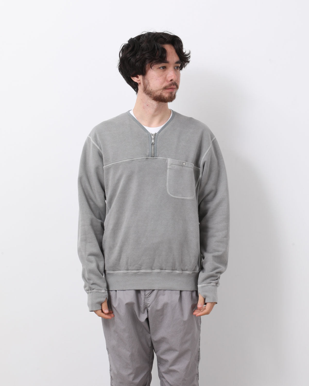 HIKER HALF ZIP PULLOVER COTTON SWEAT PIGMENT DYE