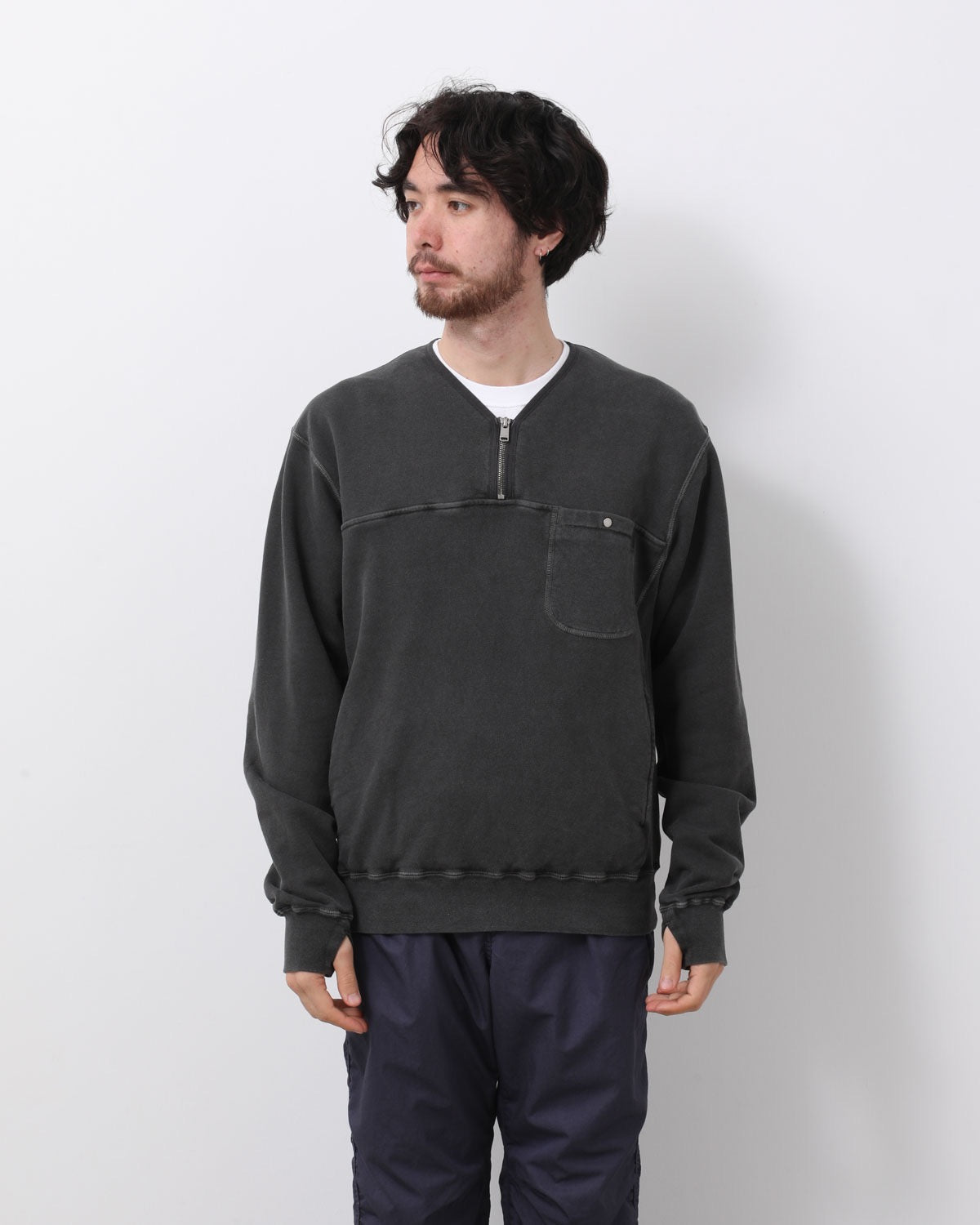 HIKER HALF ZIP PULLOVER COTTON SWEAT PIGMENT DYE
