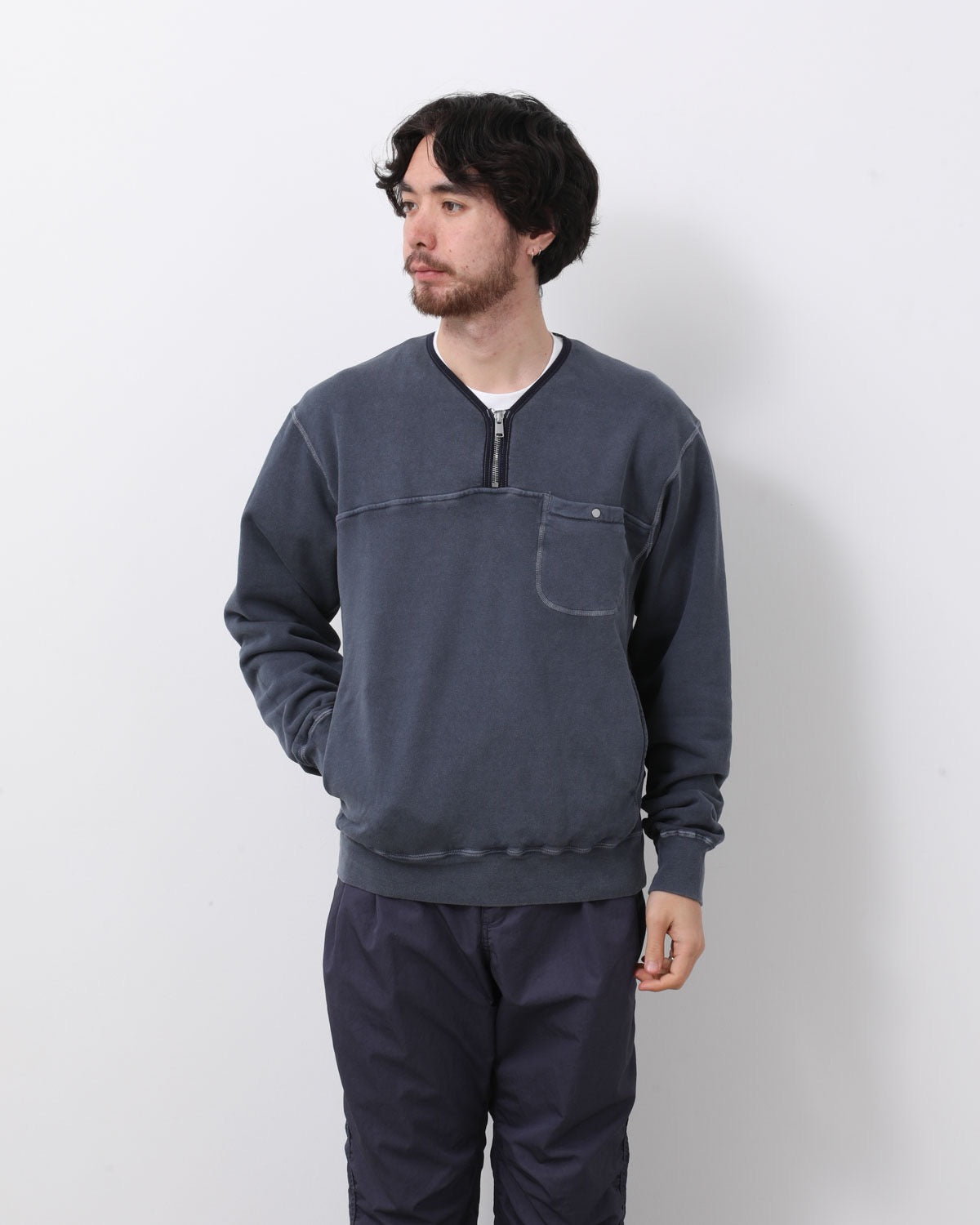 HIKER HALF ZIP PULLOVER COTTON SWEAT PIGMENT DYE
